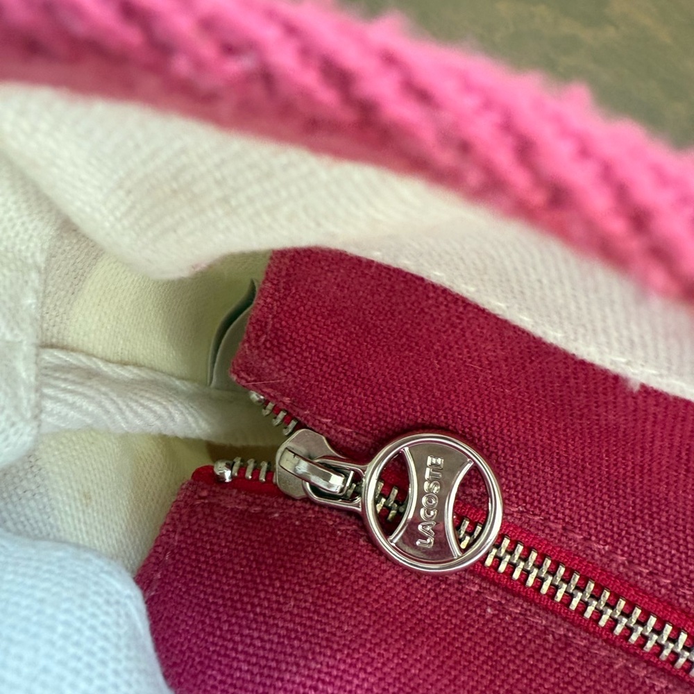 Lacoste Pink and White Striped Women's Tote Bag - Picture 4 of 12